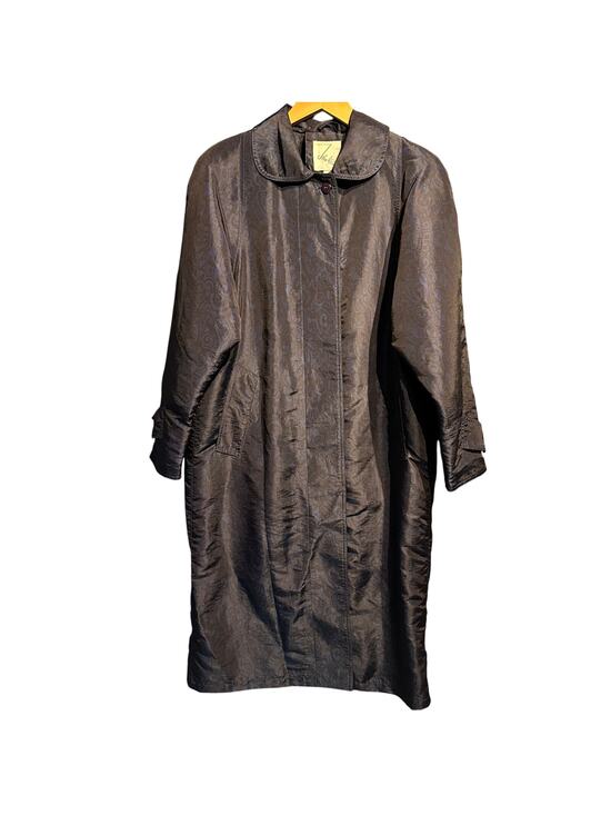 John Weitz Jackets & Blazers - John Weitz Size 6 Trench coat Rain jacket  Vintage Luxury Blue Black Print Lined